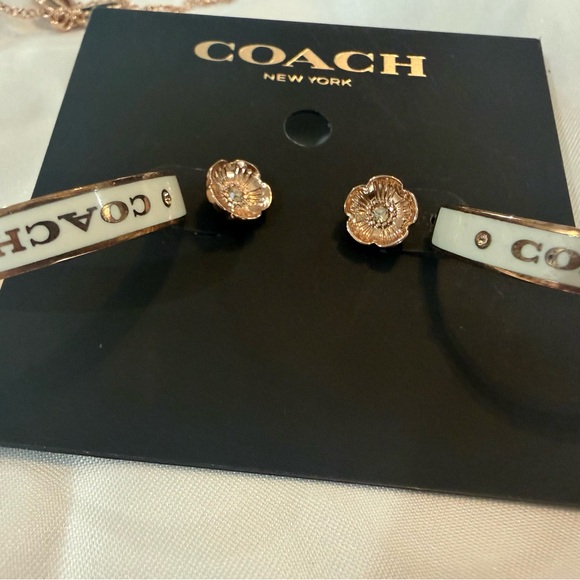 Coach Rose Gold and Cream Enamel Floral Jewelry Set - Picture 3 of 6